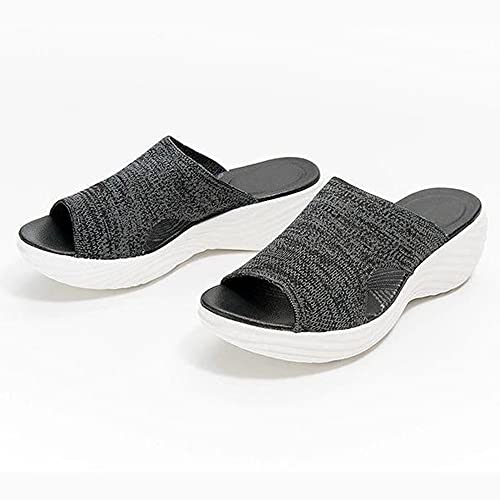 LLSH 2021 Upgraded - Stretch Orthotic Slide Sandals, Knitted Sports Corrective Sandals, Stretch Cross Orthotic Slide Sandals for Women (36,Black) Cover
