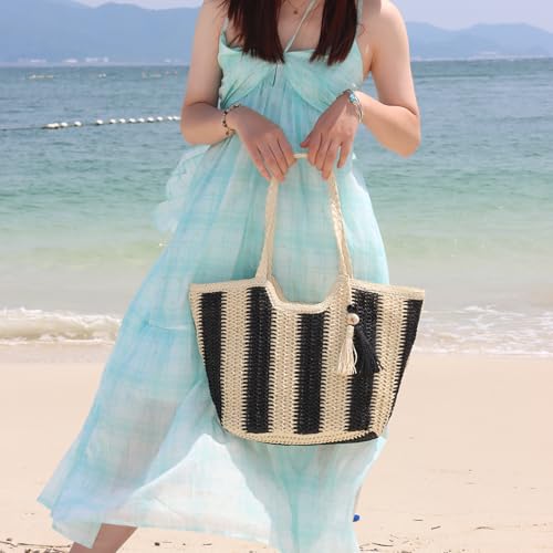 Bolso de playa tejido de paja KUANG! para mujer miniatura 3