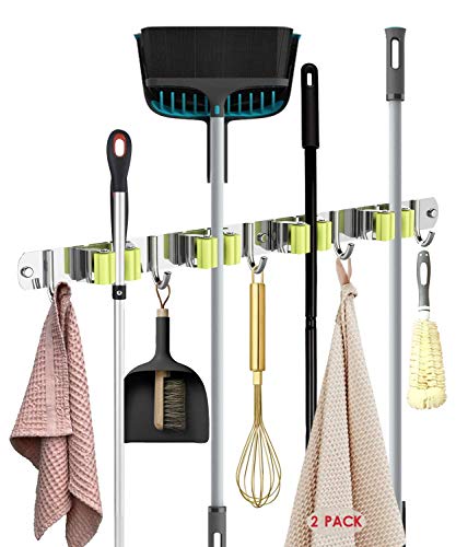 Black Friday - 60% OFF kubvici 2 Pack Broom Mop Holder Wall Mount, Stainless steel garden storage rack, Hanger with 4 Racks 5 Hooks, for Bathroom Garage Organizer and Garden, Screw or Adhesive Mounting kit Black Friday - 60% OFF kubvici 2 Pack Broom Mop Holder Wall Mount, Stainless steel garden storage rack, Hanger with 4 Racks 5 Hooks, for Bathroom Garage Organizer and Garden, Screw or Adhesive Mounting kit