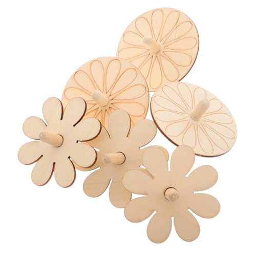 VANZACK 6Pcs Unpainted Wooden Spinning Tops DIY Painting for Handmade Creative Craft for Home School and Kindergarten Activities Safe Natural Wood