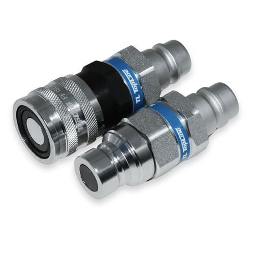 Image of 1 /2 inch Flat Face to Ag Style Hydraulic Quick Coupler Adapter Set | Install Flat Face Connector on Skid Steer | 5076 PSI | Zinc Plated | ISO 16028 to ISO 5675 | with Dust Caps | Model TL46