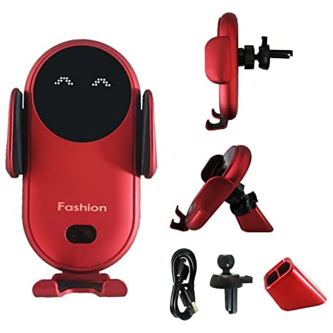 Wireless Car Charger Mount,Auto Clamping Fast Charging Air Vent Dashboard Compatible with iPhone 14/13 Pro/13/12/12Pro/SE/11/11Pro/11/X/9/8,Samsung S22/21/20/10/9/8/Note20/10/9(Red… Cover