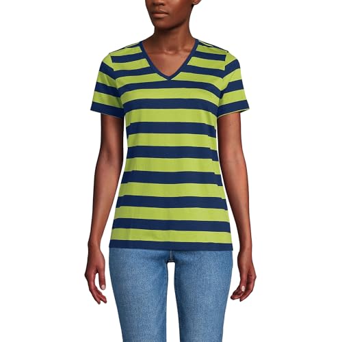 Image of Lands' End Women's Supima V-Neck T-Shirt | American-Grown Supima Cotton, Relaxed Fit, Straight Hem, Tagless, Layering, Petite and Plus Sizes