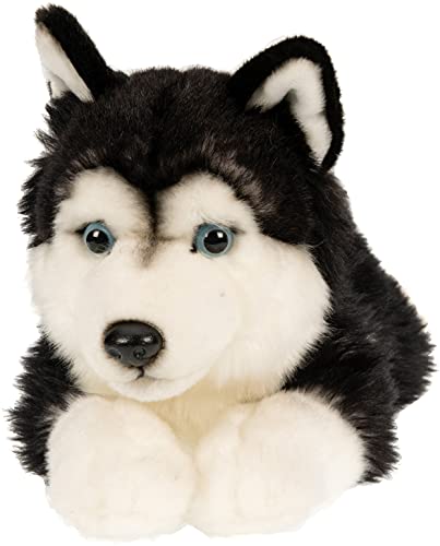 Uni-Toys - Husky schwarz, liegend - 41 cm (Länge) – Plüsch-Hund - Plüschtier, Kuscheltier