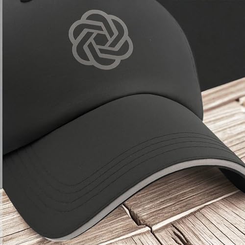 Image of Gildman Classic Baseball Cap, Black with Grey Logo, Polyester Blend, Adjustable Strap, Waterproof, Baseball Cap for Men and Women, Caps Men for All Sports Cap for Men Women Unisex