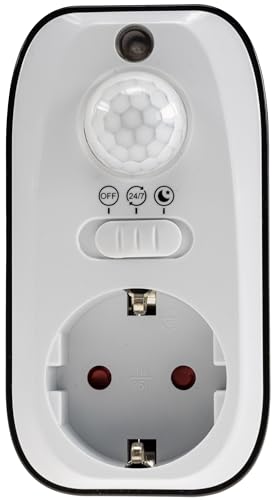 Zwischenstecker Steckdose mit Bewegungsmelder 230V 1200Watt 8m Reichweite Tag Nacht Erkennung Ab 1 Watt Sensor-Steckdose Für LED Lampen Leuchten