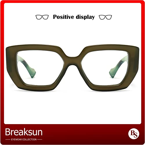 Image of Breaksun Thick Frame Blue Light Glasses for Women Men Fashion Oversized Square Computer Gaming Eyeglasses