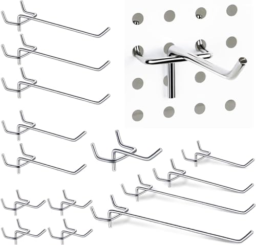 100PCS Pegboard Hooks for 1/8 & 1/4Inch Pegboard, Heavy Duty Peg Board Hooks for Hanging Tools, Metal Hooks Kits Pegboard Accessories Suitable for Wall Crafts, Garage Wall Organizer Hanging Tools