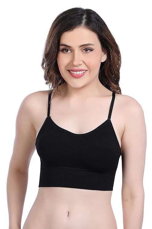 Women Non-Padded | Wired Air Bra | Breathable Stretch Fabric | Size : 24 Inch to 40 Inch | Pack of 1||M,Sports Bra Black_30-image-7