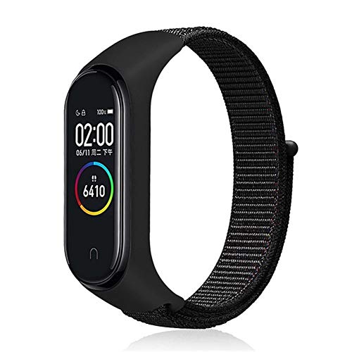 YTBUBOR Nylon Strap for Xiaomi Mi Band 4 3 Replaceable Bracelet Mi band4 band3 Sports Wristband Breathable Bracelet for Xiomi Miband 3 4 (Band Color : Black)