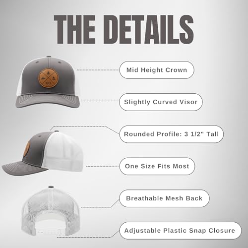 Image of LINDO Trucker Hat [ GO Outdoors Design ] for Men and Women: Mid Profile Cap with Breathable Mesh Back and Adjustable Snap