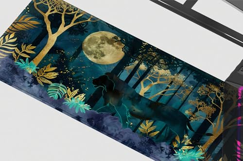 Image of Enchanted Forest Premium Desk Mat | Anti-Skid | Anti-Slip | 80 x 30 cm | Laptop Mat for Work from Home /Office /Gaming- Extended Mouse pad and Keyboard Desk mat