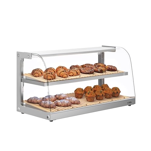 Image of KoolMore 40 in. Glass Countertop Dry Bakery Display Case with Two Shelves and Bamboo Trays (DC-53C-B)