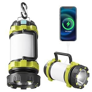 Camping Lantern Rechargeable, Alpswolf Led Lantern Camping Flashlight with 4000 Capacity Power Bank, 6 Modes, IPX4 Waterproof, Portable Rechargeable Lanterns for Power Outage, Hiking Hurricane Outdoor