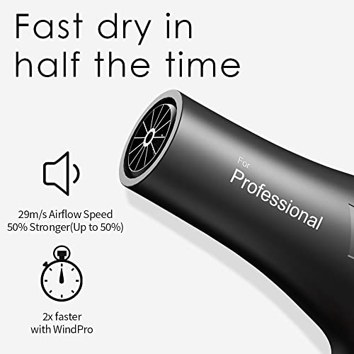 Faszin Ionic Salon Hair Dryer, Professional Blow Dryer 2200W Ac Motor Fast Drying With 2 Speed, 3 Heat Setting, Cool Button, With Diffuser, Nozzle, Concentrator Comb For Curly And Straight Hair #TOP3