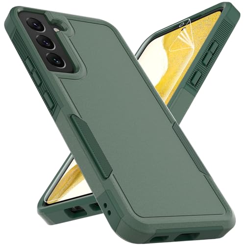 for Samsung Galaxy S22 Plus Case: Dual Layer Protective Heavy Duty Cell Phone Cover Shockproof Rugged with Screen Protector - Military Protection Bumper Tough - Samsung Galaxy S22+ 2022, Dark Green