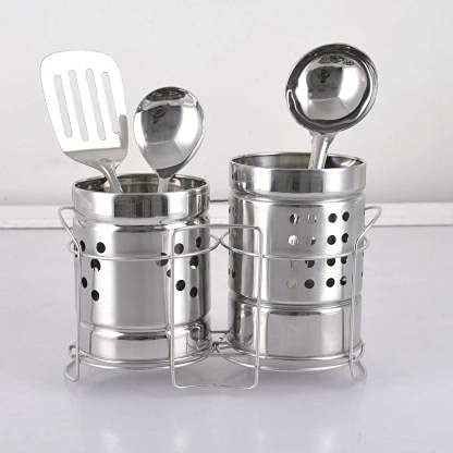 Zero To Infinity Store Stainless Steel Spoon Holder/Cutlery Holder Big Size Multipurpose Use (Combo Pack of 2)