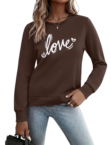 Gyabnw Sudaderas Mujer de Manga Larga con Cuello Redondo y Estampado Love