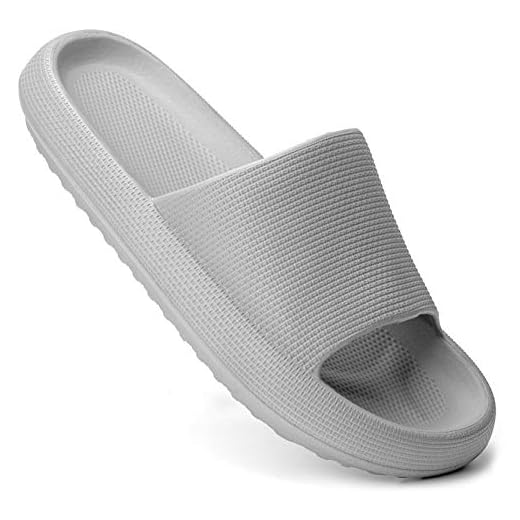 Happy Lily Chuveiro masculino e feminino antiderrapante, supermacio, aberto nos dedos, sandálias de chuveiro, chinelos de quarto, para mulheres e homens, Cinza - A, 10-11 Women/8.5-9.5 Men