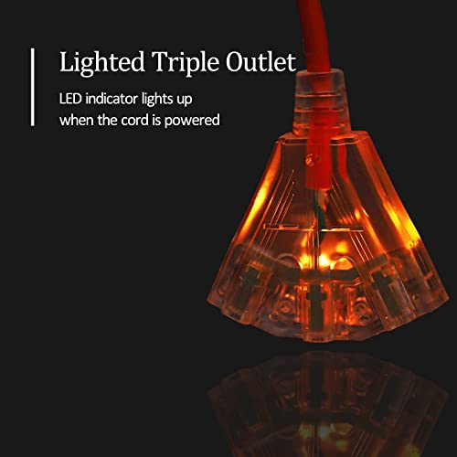 Greatide Retractable Extension Cord Reel, 65 Feet 12 Awg/3C Sjtow Heavy Duty Power Cord,15 Amp Circuit Breaker, 3-Lighted Triple Outlets, Ceiling Or Wall Mount Use Indoor/Outdoor #TOP4