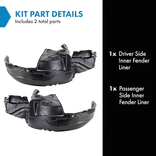 Image of TRQ Front Driver and Passenger Side Inner Fender Liner Set Compatible with 2002-2003 Subaru Impreza Sedan
