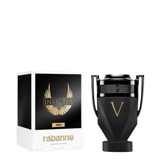 Image of Rabanne Invictus Victory Absolu Parfum Intense for Men - Long Lasting Ambery Woody with Black Pepper, Amber & Sandalwood - Trophy Bottle French Fragrance Spray