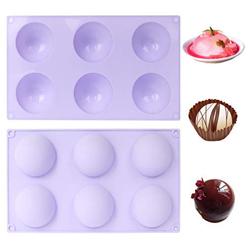 2Pack 6Holes Chocolate Molds Silicone Silicone Molds For Makinng Hot Chocolate Bombs Jelly Cake Dome Mousse
