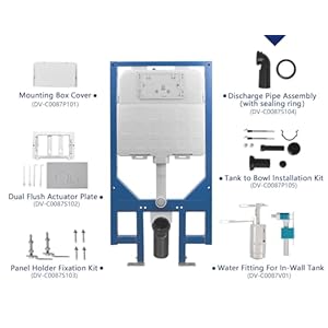 DeerValley In-Wall Toilet Combo Set and Carrier System, Wall Hung Toilet with Tank, Wall Mounted Toilet with Soft Closing Seat, 1.1GPF/1.6 GPF Dual Flush, Black (2 Packages Separately) DeerValley In Wall Toilet Combo Set and Carrier System Wall Hung Toilet with Tank Wall Mounted Toilet with Soft Closing Seat 11GPF16 GPF Dual Flush Black 2 Packages Separately