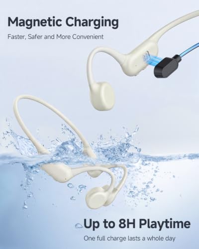Image of Bone Conduction Headphones, IPX8 Waterproof Swimming Headphones Off-white