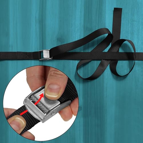 Zurrgurt Spanngurte | TÜV geprüft | Befestigungsgurt Spanngurt Klemmverschluss | Belastbar bis 250 kg | Schwarz | diverse Längen Stückzahlen - 4er Pack 2.5 cm x 2.5 m