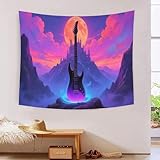DFENILROP 3D Gedruckter Wandteppich Gitarre, Weiches Artistisches Musikinstrument Polyester-Tapete, Mehrzweck Dekoration Für Büro & Arbeitszimmer, Premium Geschenk 180cmx230cm