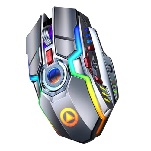 Souris de jeu sans fil gris électroplacé avec éclairage multicolore RGB haut de gamme