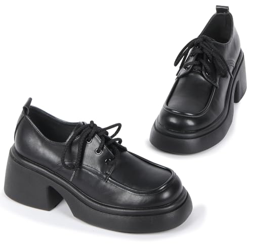 Image of Platform Loafers for Women,Womens Loafers Slip-ons Penny Loafers for Women Dressy Business Casual Shoes Black 7.5