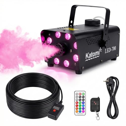 Katomi Machine à Fumée 500W avec 8 LED RGB, Mini Fog...