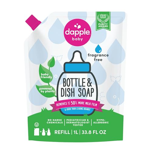 Dapple Refill Pack Baby Bottle and Dish Liquid Fragrance Free 33.8 Fluid Ounce
