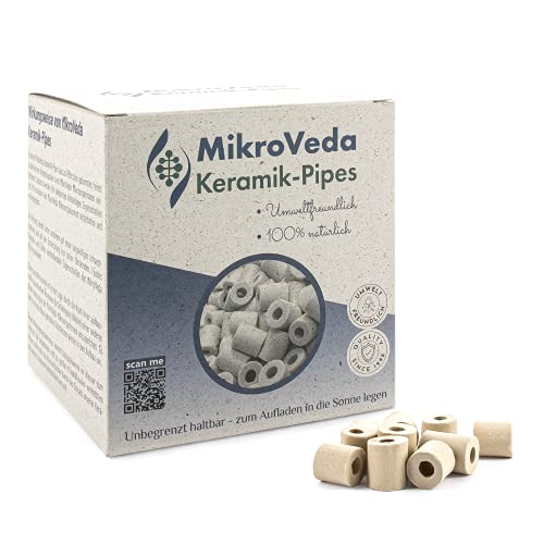 MikroVeda Tubes en céramique - Petit format - 250 g - Fermenté - Gris - Petits tubes en céramique - Bactéries photosynthèses - Céramique pour le traitement de l'eau Cover