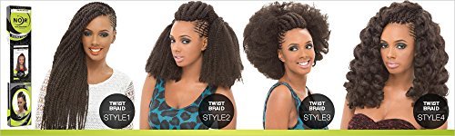 Janet Collection Synthetic Hair Braids Noir Afro Twist Braid (Marley Braid) (6-Pack, M1B/350)