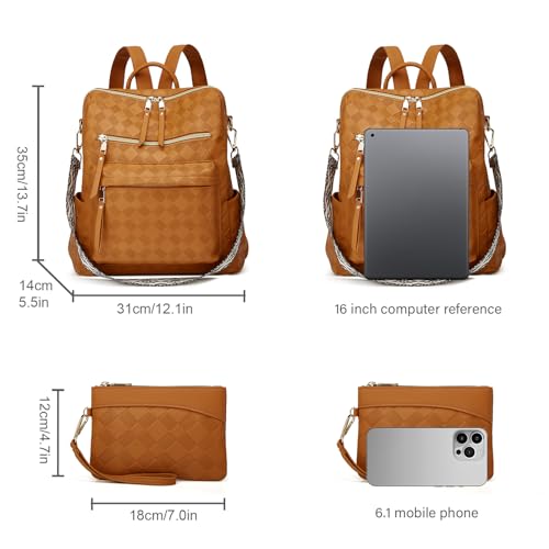Image of Backpacks for Women Fashion PU Leather Bag Multipurpose Design Convertible Satchel Bag Travel Backpack Handbag and Purse 2Pcs