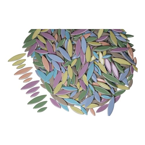 VerzTile Mosaic Tiles for Crafts - Petal Shaped Ceramic Tile Craft Hobbies & Art Projects 39 Color Options Endless Creativity DIY Design (Pastel Mix (6))