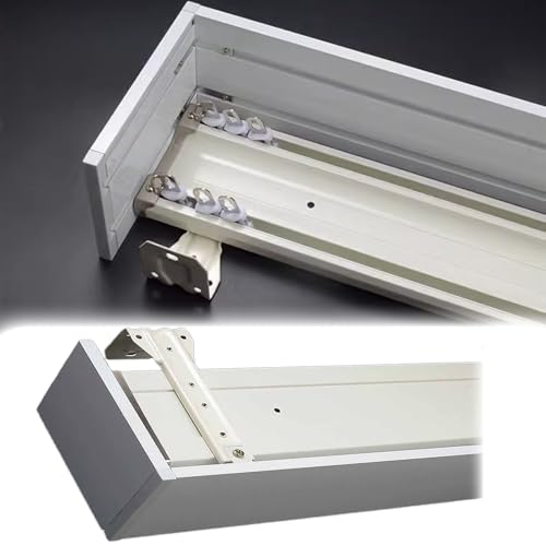 Sistema de riel de cortina de doble riel resistente con tablero de cornisa montado en la pared y paneles decorativos para ventanas de sala de estar y dormitorio