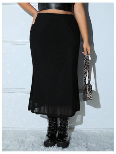 Women's Plus Size Bodycon Midi Skirt High Waisted Casual Long Skirts3