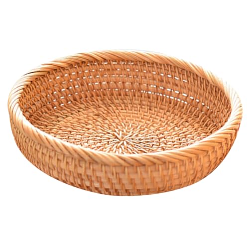 Cabilock Vietnamese Rattan Handmade Storage Basket Candy Serving Baskets Rattan Display Basket Wicker Storage Basket Rattan Basket Rattan Fruit Basket Decorative Baskets Woven Basket Khaki
