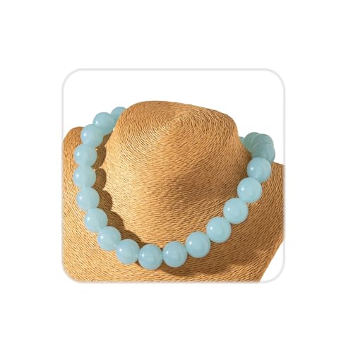 ZMJK Colorful Chunky Beaded Necklace for Women Acrylic Bead Choker Necklaces Fashion Large Round Beads Necklaces for Women Handmade Summer Jewelry (Bule Beaded Necklace)