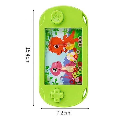 Image of SHAKTISM Classic Handheld Water Ring Toss Game for Kids & Adults Nostalgic Press Button Water Game Machine Portable Plastic Retro Ring Toss Toy Travel Fun Puzzle Toy for Children- 1Pc (Dino Green)