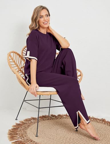 Image of TIGMA Women Casual Summer co ords Set Track Suit Oversized Top Baggy Pant,Top and Pajama Set