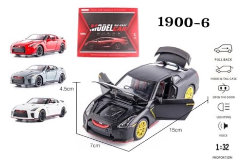Image of Alokik 1:32 Scale Nissan GT-R35 Sports Diecast Car Models Toys Metal Alloy 2 Openable Door and Sound & Light, Pull Back Toys Gifts for Boys Best Gift Car (White)