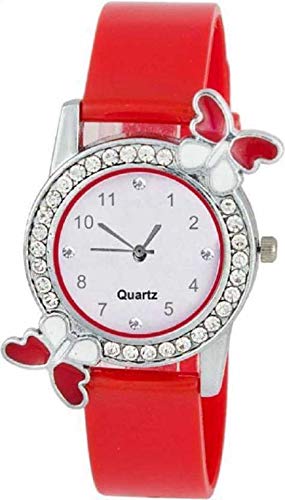 pass pass Diamond Studded Butterfly Watch for Women & Girls. (Red) (B08VGVDYRW) Amazon Price History, Amazon Price Tracker