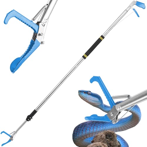 Image of Snake Grabber Tool, 66 inch Snake Tongs Removal Professional Collapsible Rattlesnake Reptile Grabber Long Reach Grabber Heavy Duty Wide Jaw Handling Tool with Lock Non-Slip Foam Grip