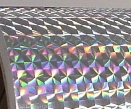 Roll of Prism Sign Vinyl, Holographic 1/4'' Mosaic, Self-Adhesive (12 inch x 30 ft, Silver)