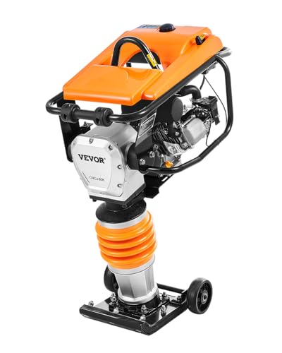 VEVOR Jumping Jack Compactor, 6.5 HP Vibratory Rammer Fuel-Powered 196 cc Engine Tamper, 3600 lbs Impact Force, 26